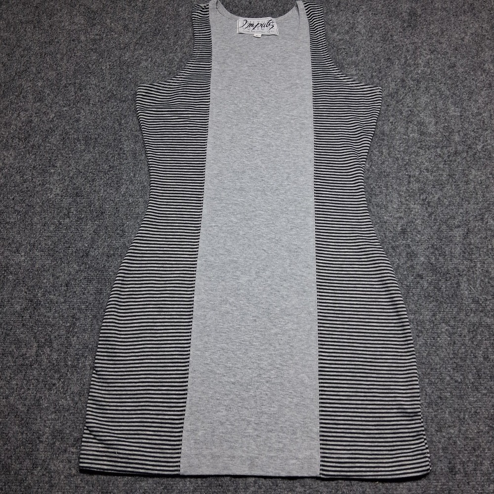 Impulse Culture Womens Gray Striped Colorblock Bodycon Mini Dress Size L